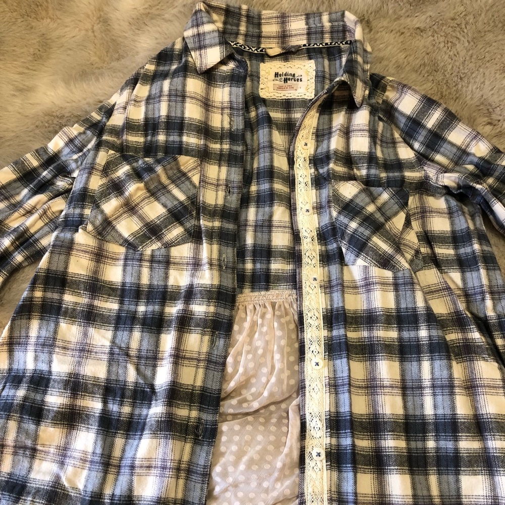 Anthropologie Flannel with Lace Detail